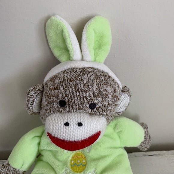 Sock Monkey Plush Rattle “Happy Easter" - Picture 6 of 8